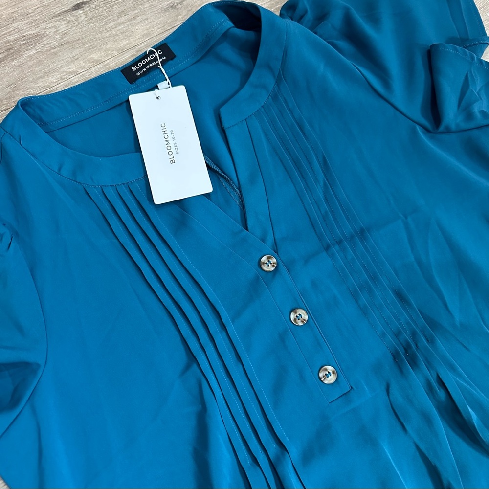 Bloomchic chiffon dress, Teal size 14-16 - Picture 2 of 6